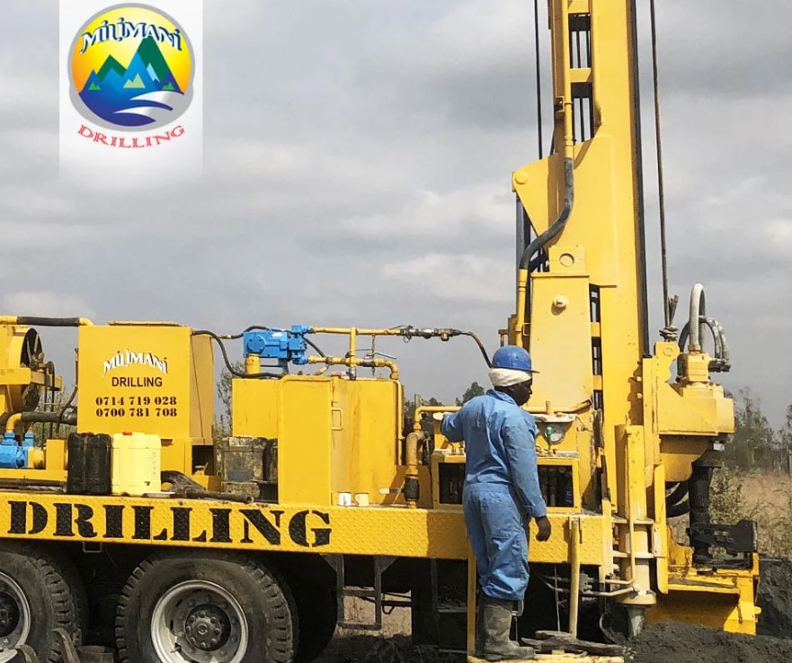 Milimani Drilling team working on a borehole site
